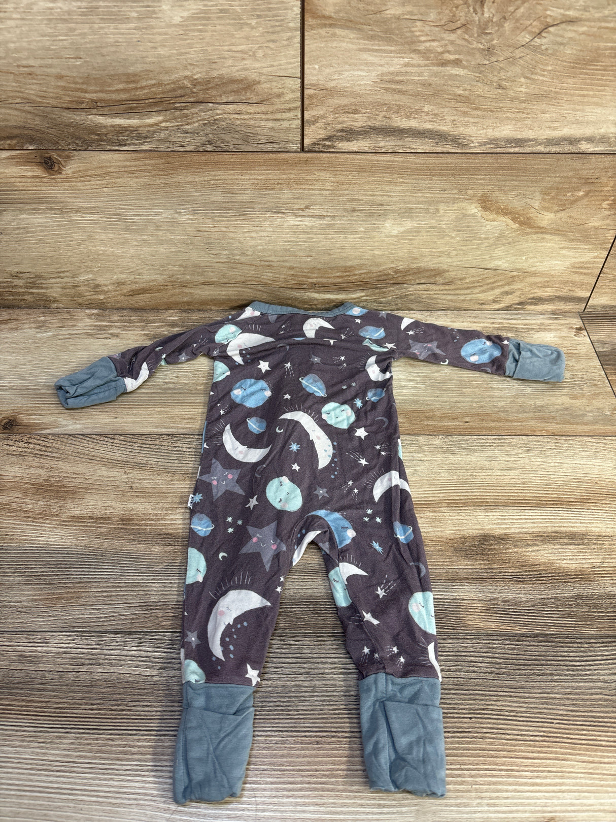 Little Sleepies Space Print Convertible Bamboo Sleeper Grey sz Newborn