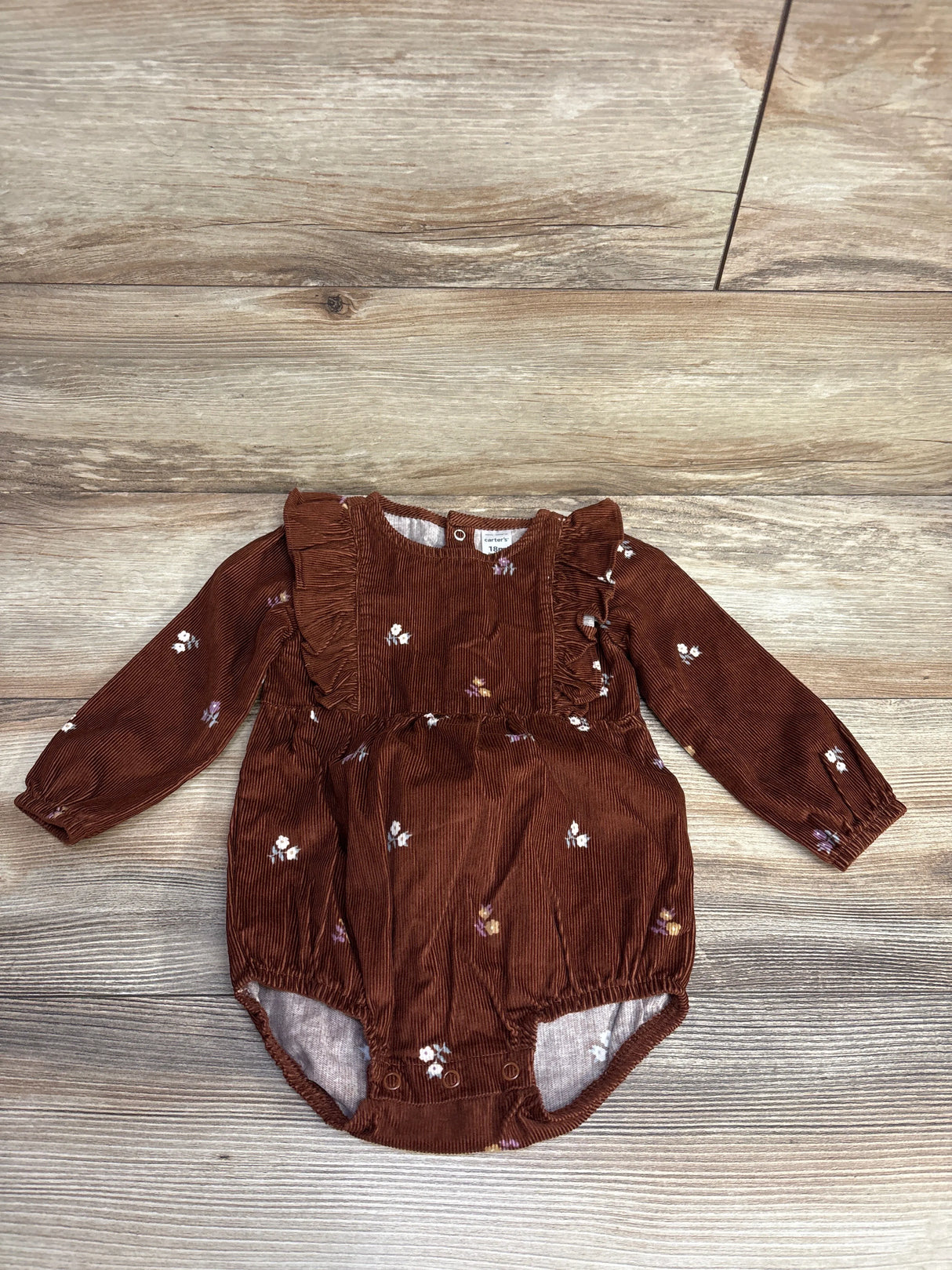 Carter's Floral Cord Bubble Romper Brown sz 18m