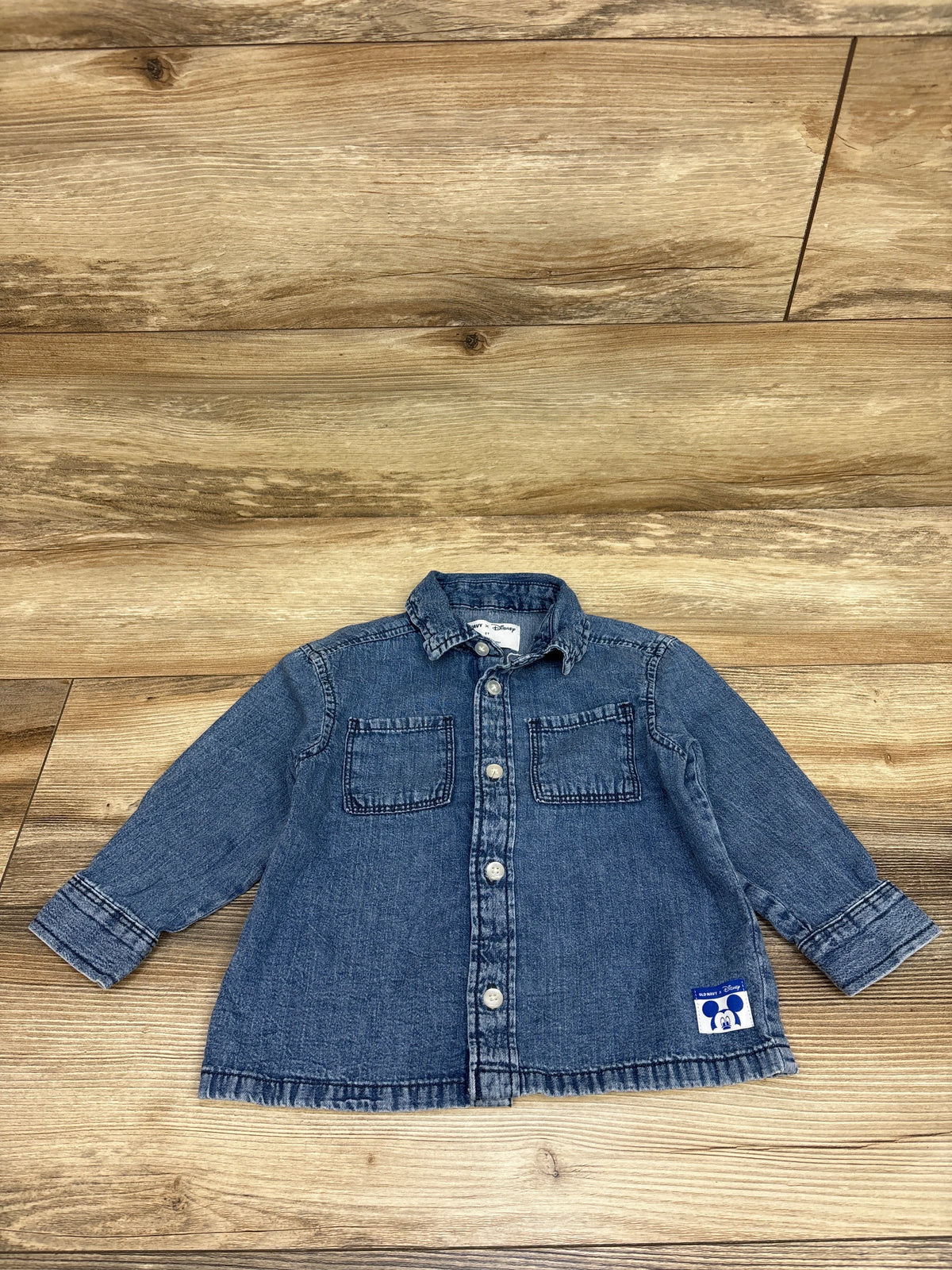 Old Navy x Disney Mickey Mouse Button Up Jean Shirt Blue sz 2T