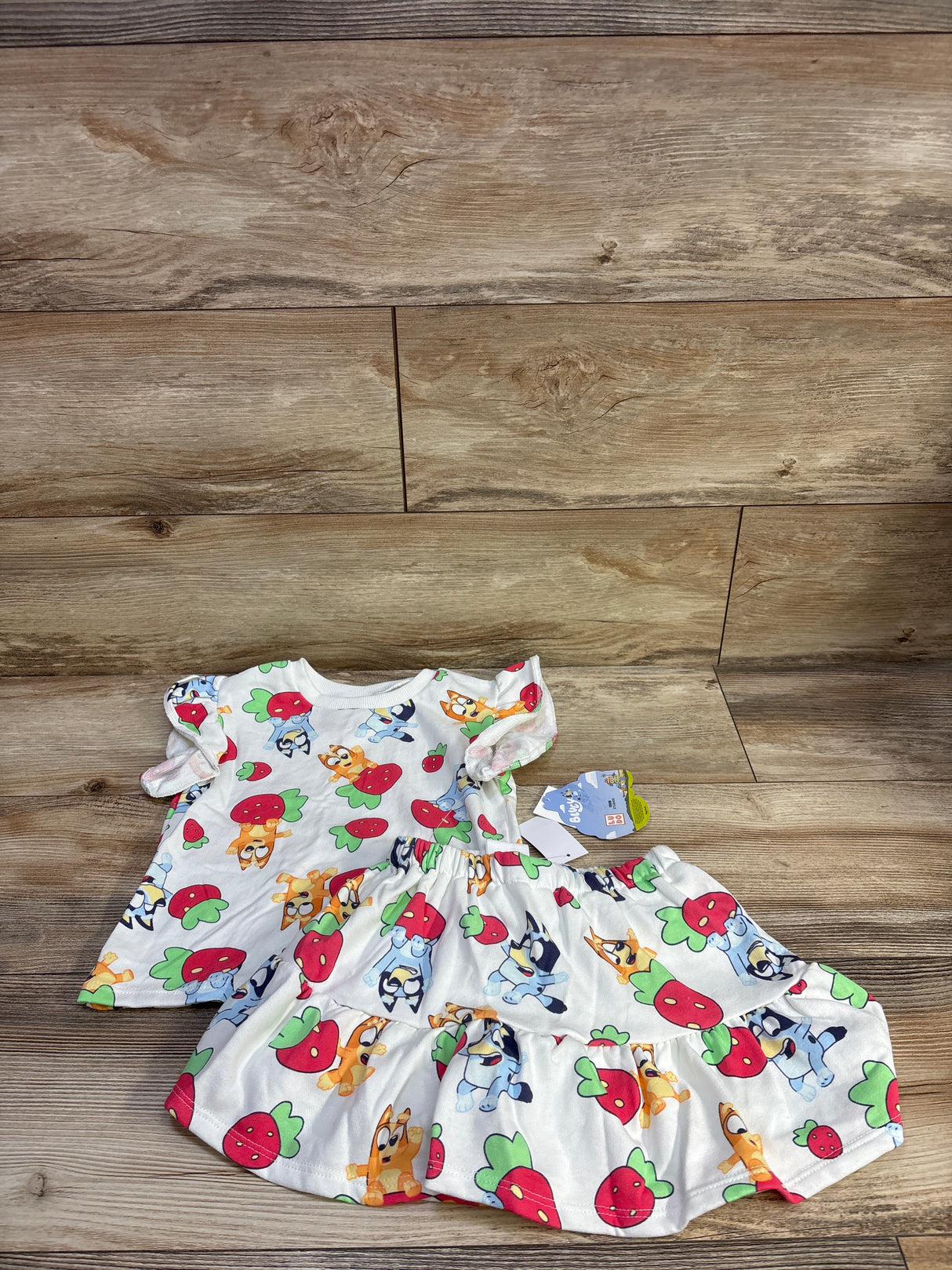 NEW Bluey 2pc Bluey Strawberry Top & Skort Set White sz 5T