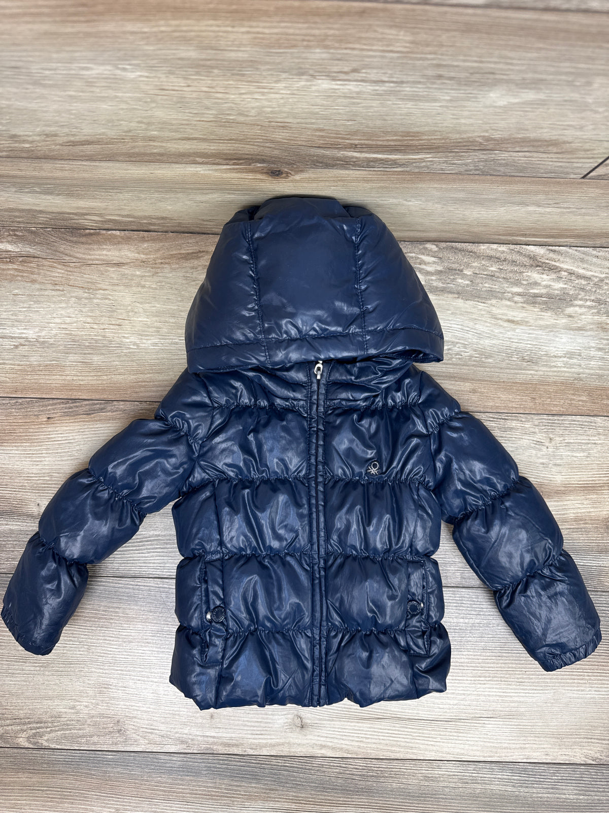 United Colors of Benetton Hooded Puffer Jacket Navy sz 12-18m