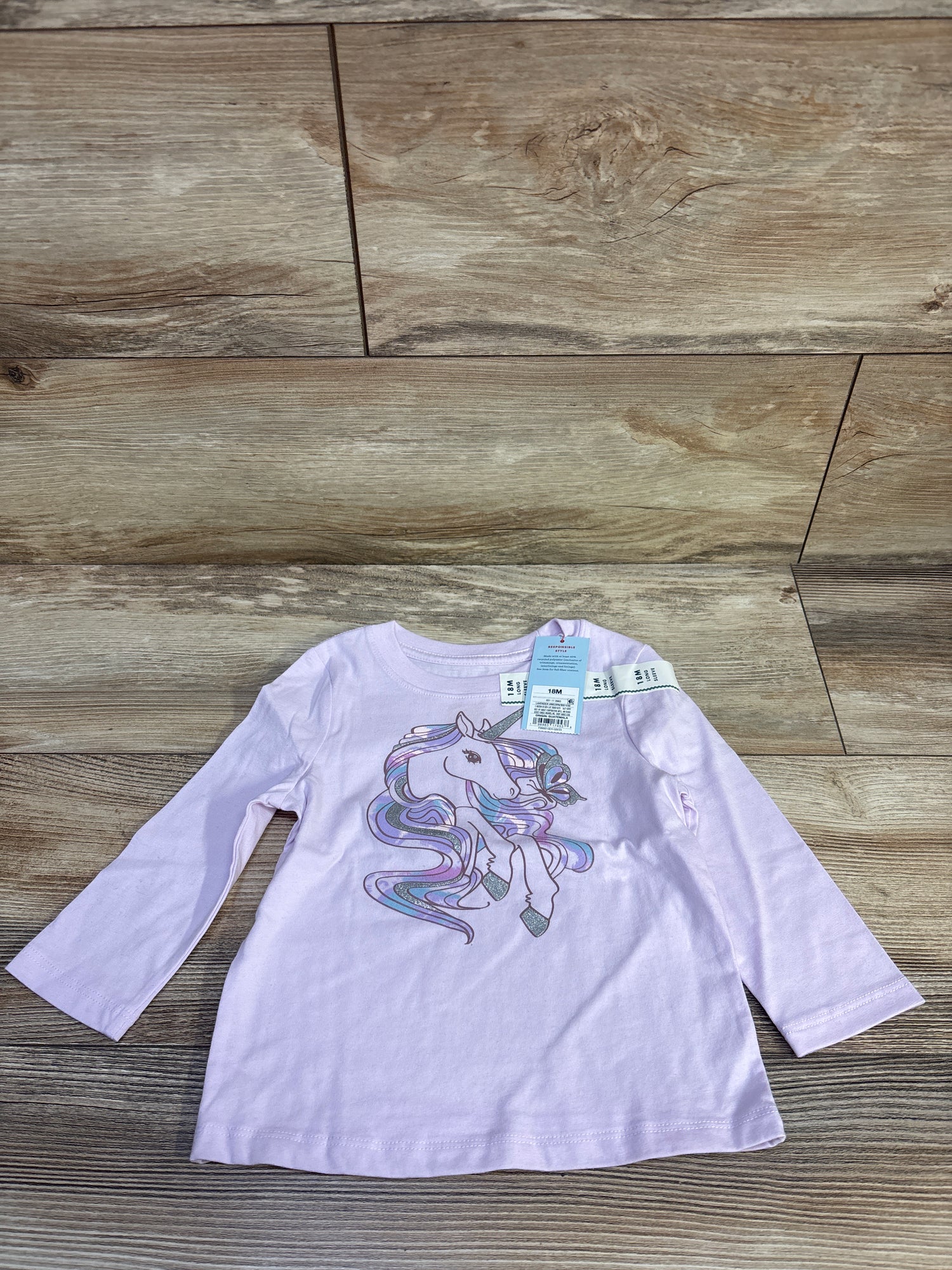 NEW Cat & Jack Long Sleeve Unicorn Shirt Lilac sz 18m