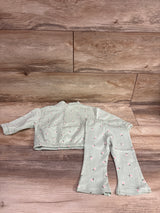 NEW Cat & Jack 2pc Floral Half-Zip Sweatshirt & Pants Set Green sz 6-9m