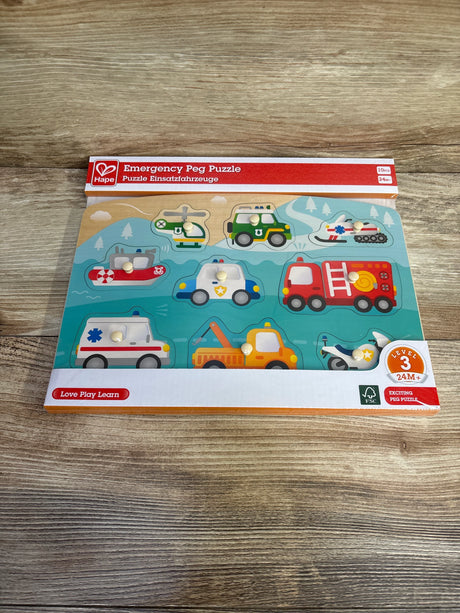 NEW Hape Emergency Vehicles Peg Puzzle Ages 24m+ - Me n Mommy To Be