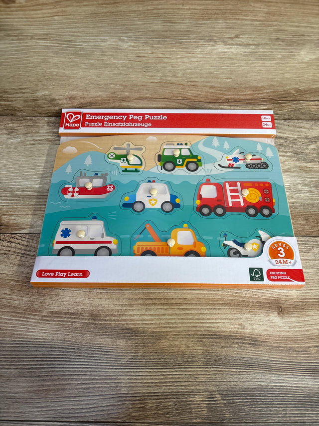 NEW Hape Emergency Vehicles Peg Puzzle Ages 24m+ - Me n Mommy To Be
