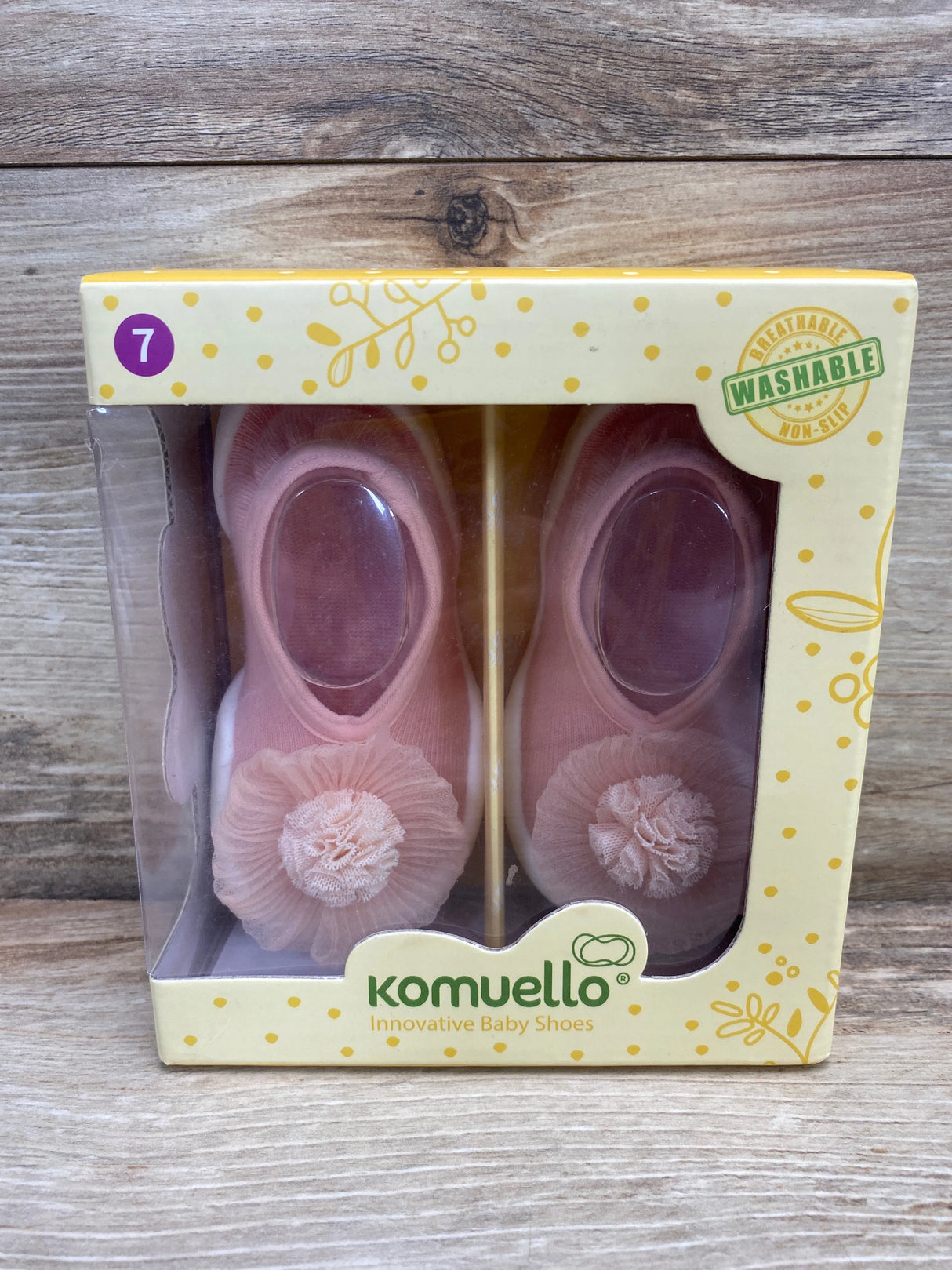 Komuello Flat - Pompom Flower Pink Sz 7c