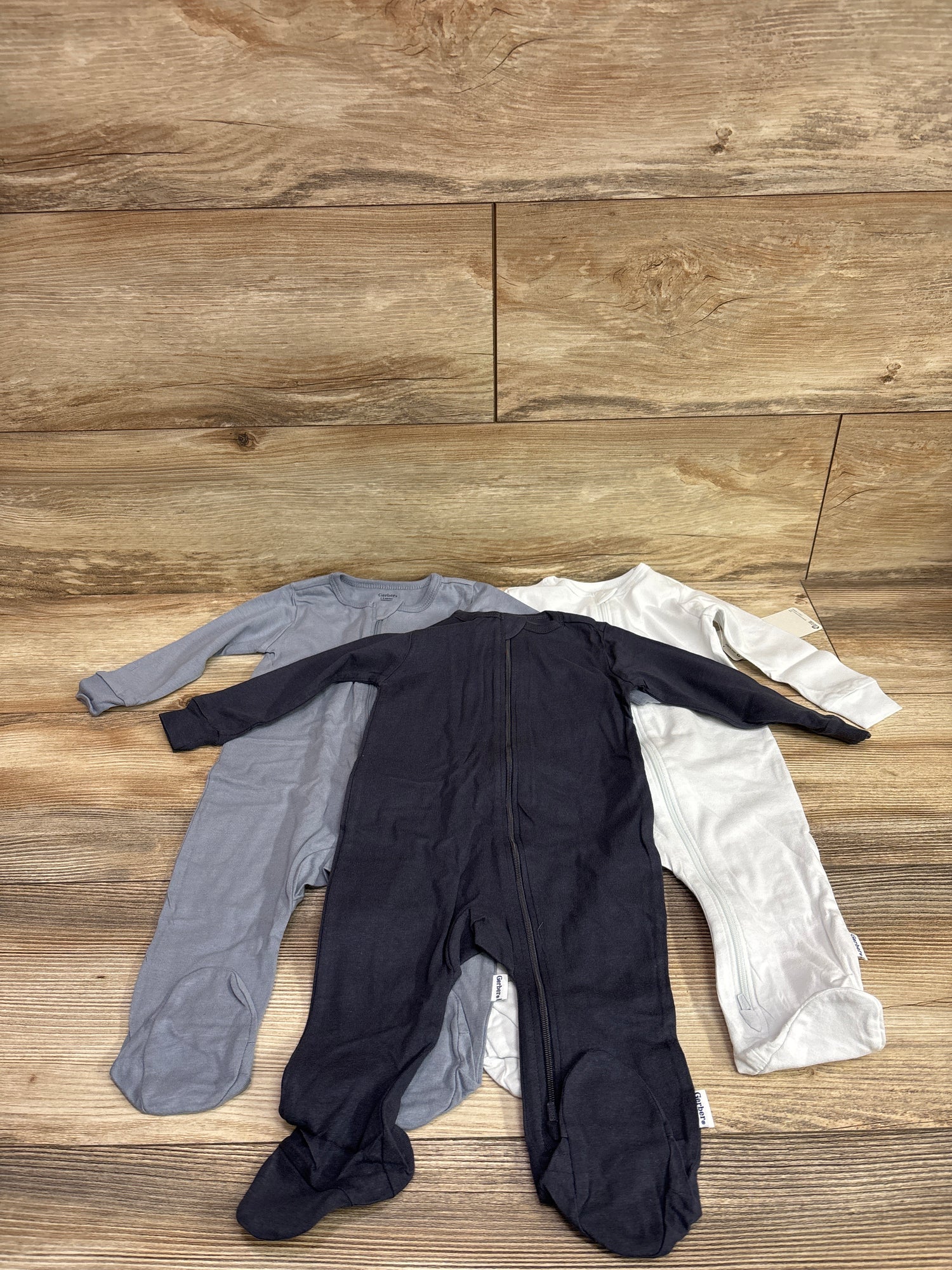 NEW Gerber 3pk Tonal Sleep N' Play Sleepers Blue sz 3-6m