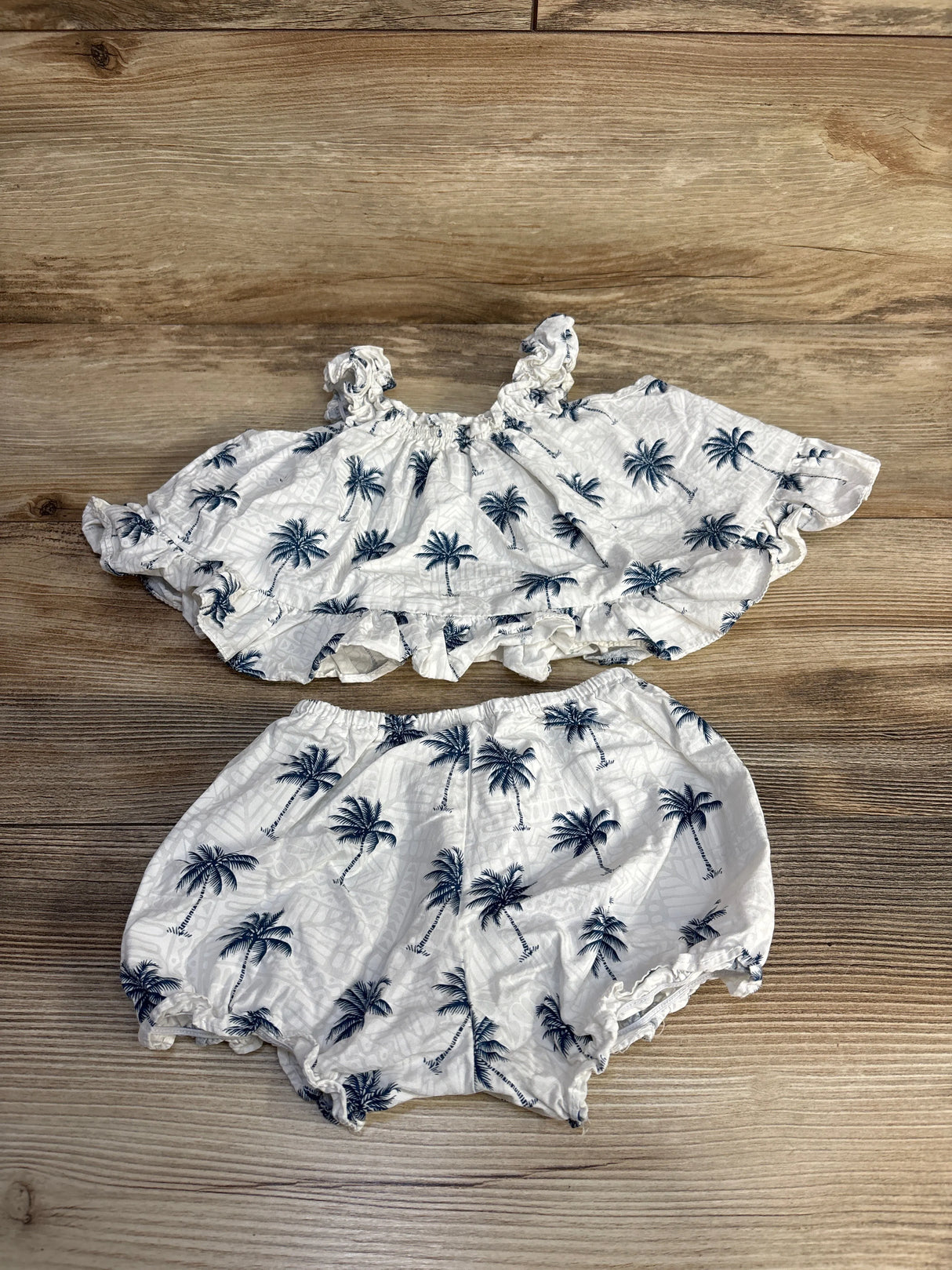 RJC 2pc Palm Tree Print Top & Bottoms Set White sz 6m - Me n Mommy To Be