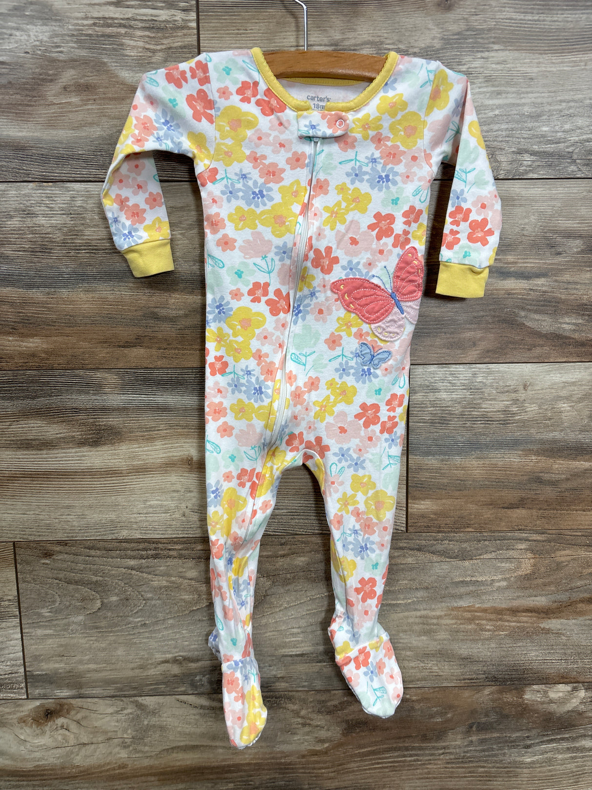 Carter's Floral Print Sleeper White sz 18m