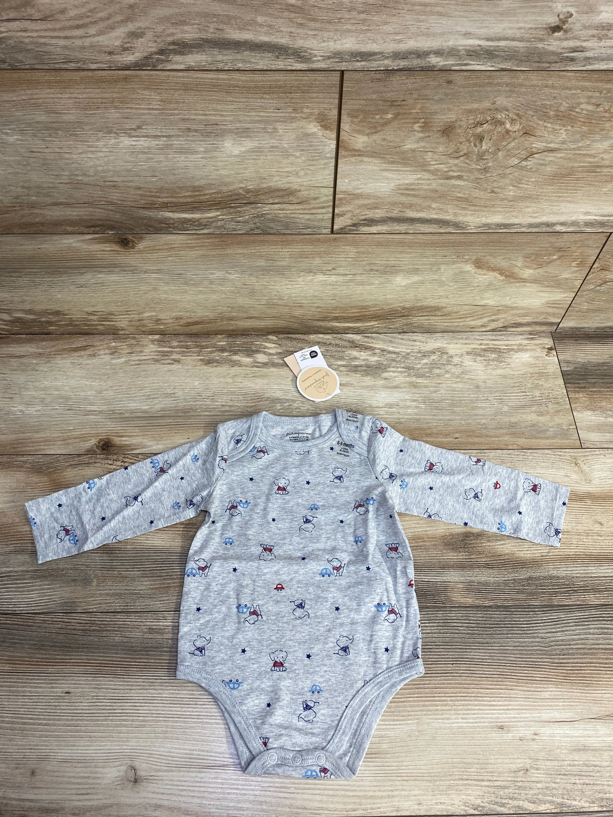 NEW First Impressions Elephant Bodysuit Grey sz 6-9m