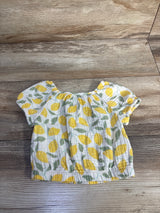 Cat & Jack Gauze Button-Front Lemon Shirt White sz 18m