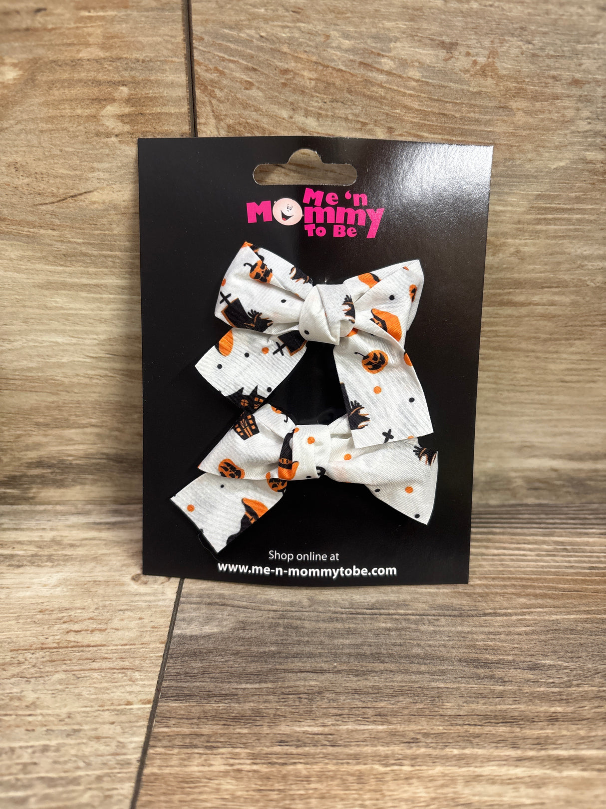 NEW Pumpkin Print Hair Bows 2pk White