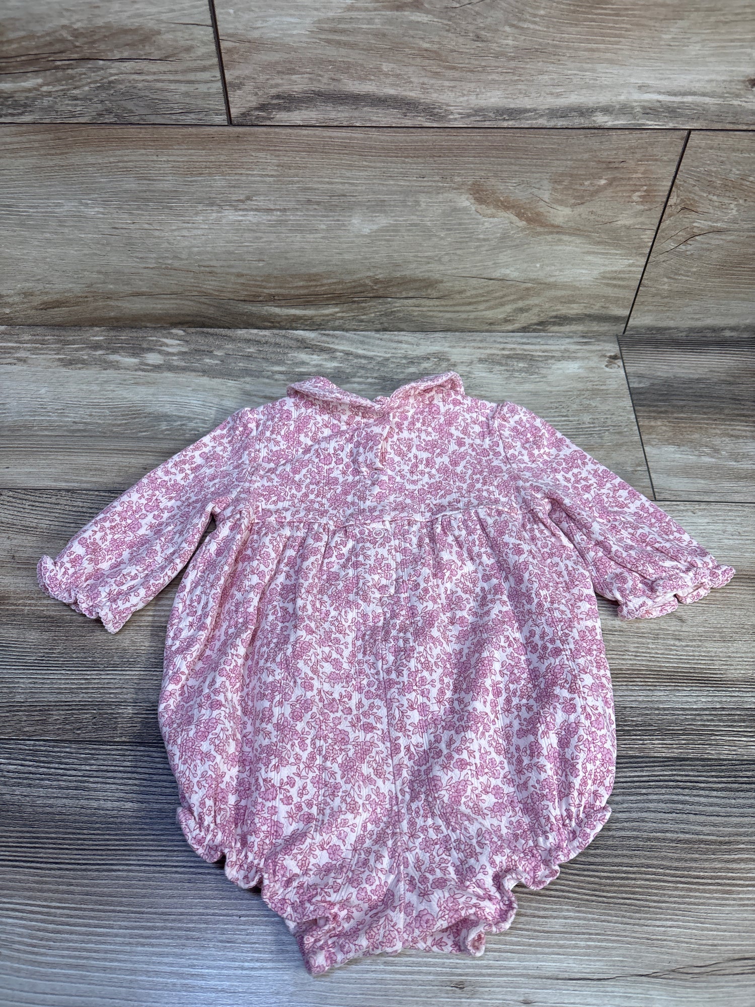 Janie & Jack Ditsy Floral Smocked Bubble Romper Pink sz 6-12m
