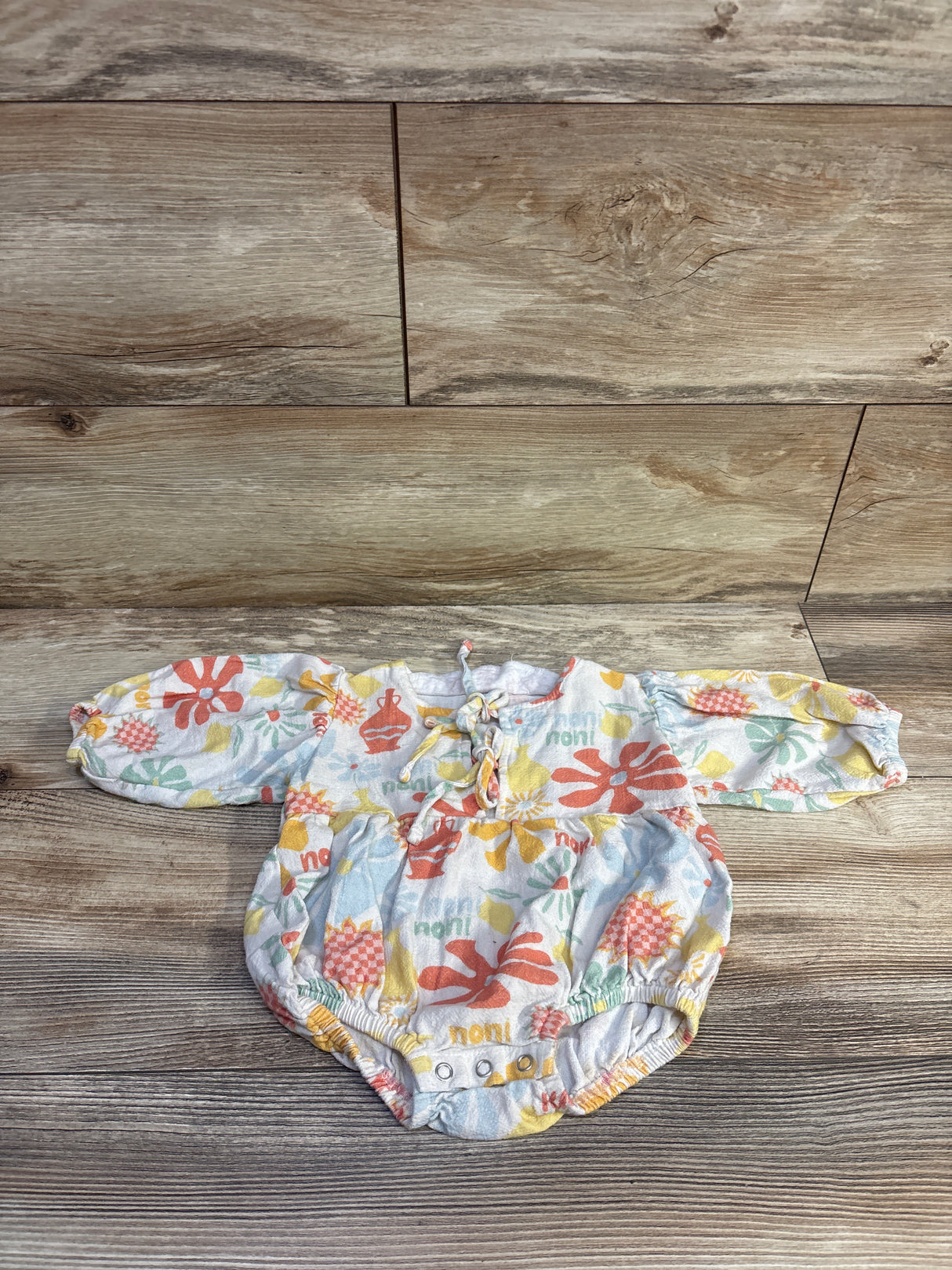 Noni Laguna Front Tie Romper White sz 6-12m