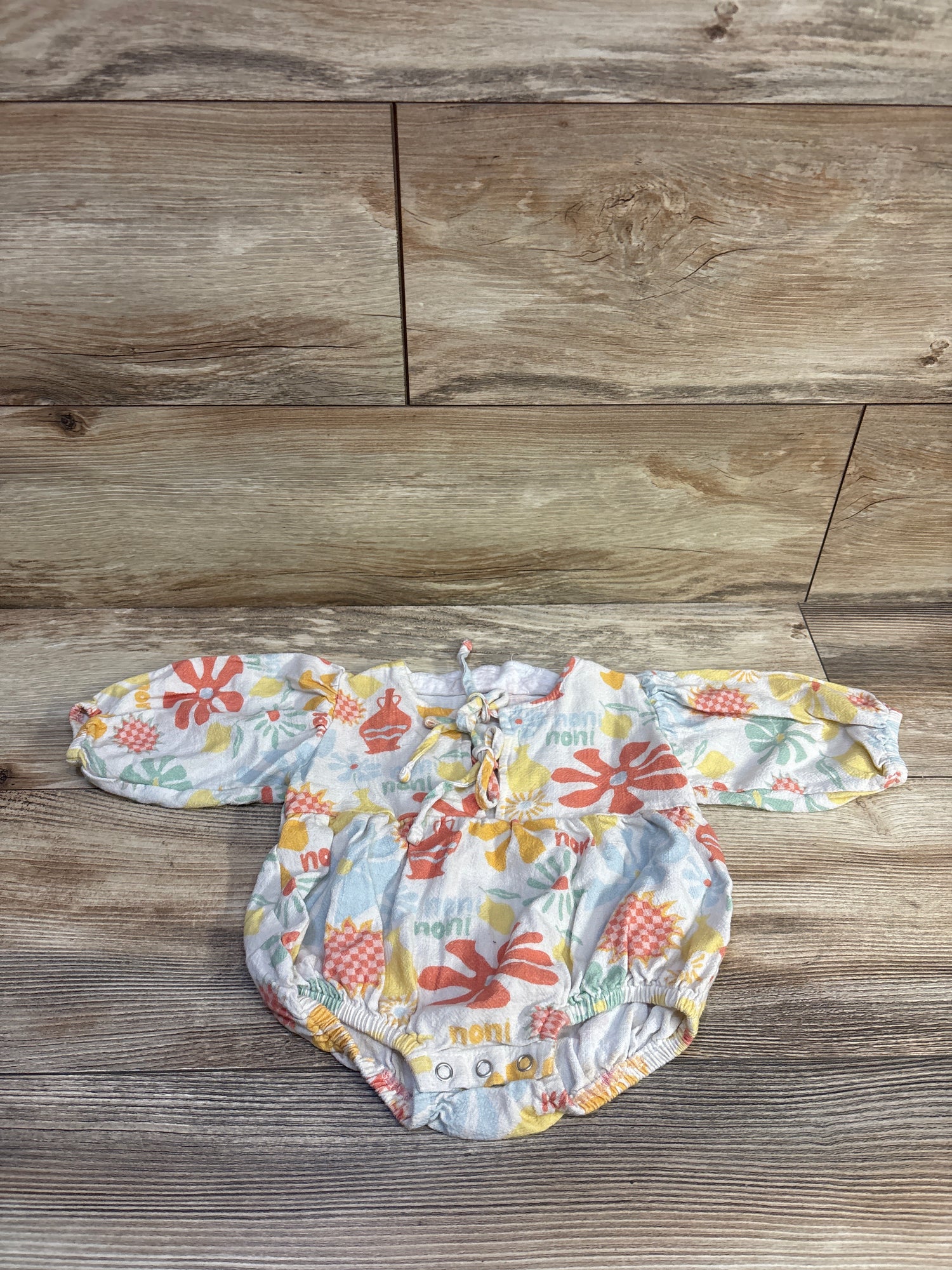 Noni Laguna Front Tie Romper White sz 6-12m
