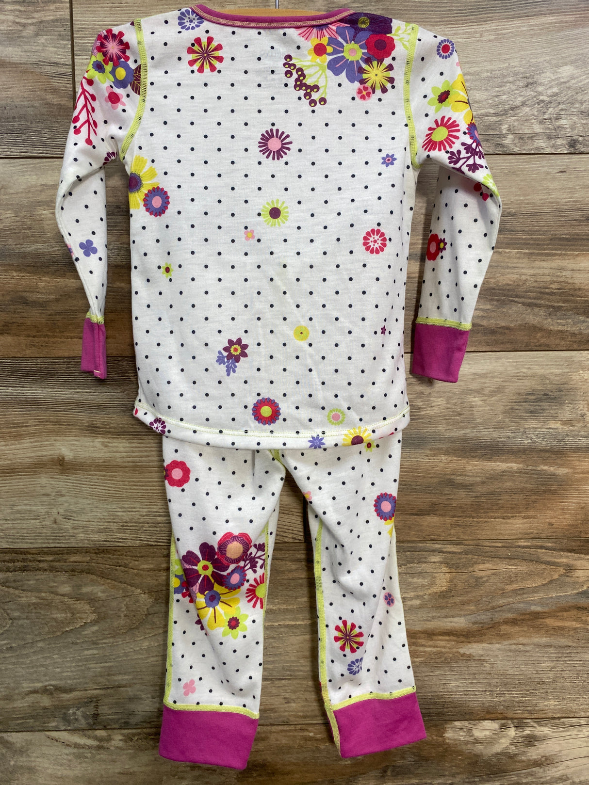 Hot Chillys 2pc Floral Thermal Underwear White sz 2T
