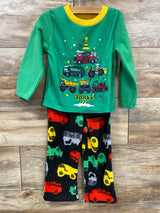 Tonka 2pc Fleece Christmas Truck Pajama Set Green sz 3T