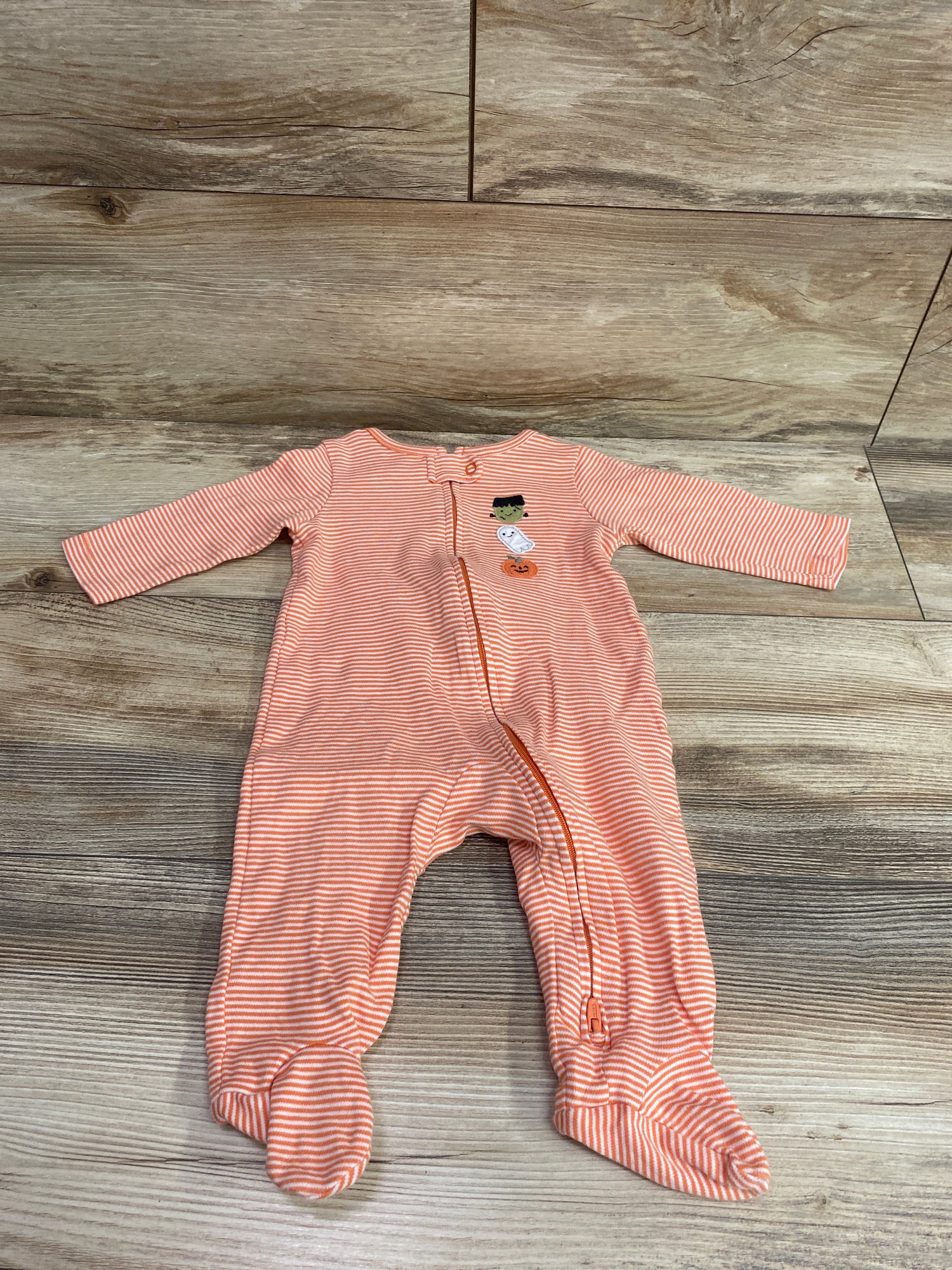Just One You Striped Halloween Sleeper Orange sz 6m