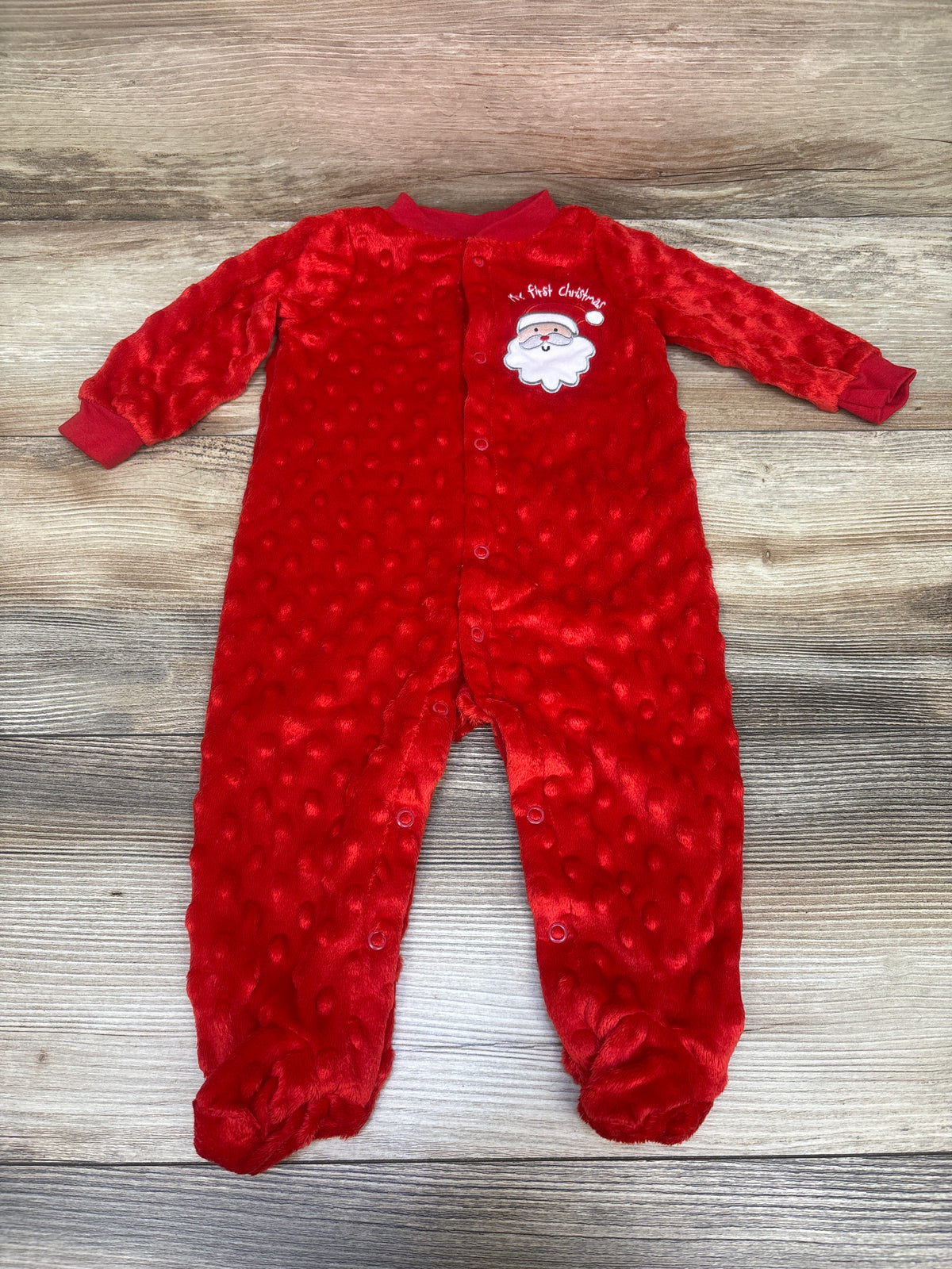Baby Starters My First Christmas Minky Dot Footed Coverall Red sz 6m