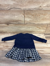 Ralph Lauren Plaid-Skirt Sweatshirt Dress Navy sz 12m