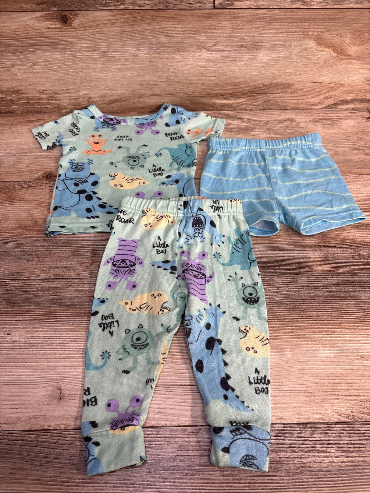 Disney Pixar Monsters Inc 3pc Pajama Set Green sz 18m