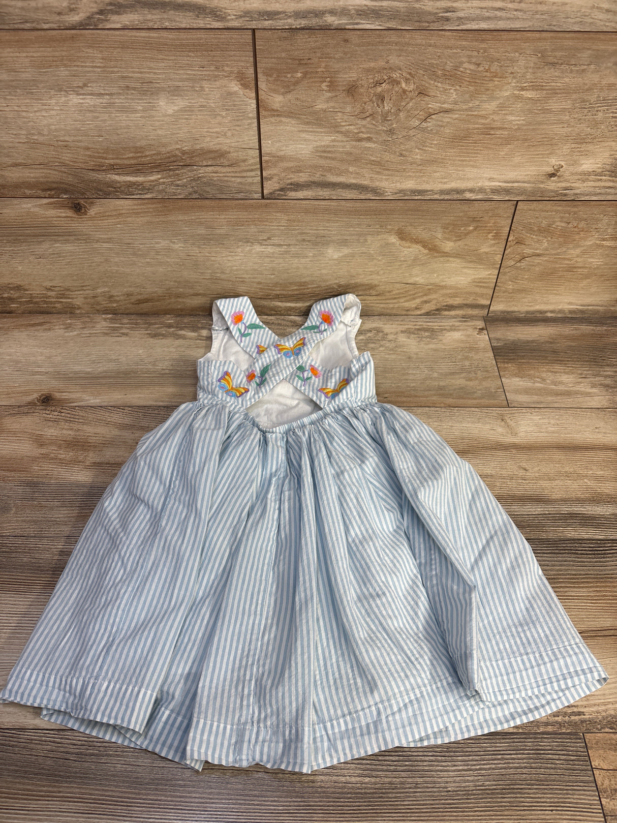 Mini Boden Butterfly Garden Cross-Back Dress Blue sz 5/6T