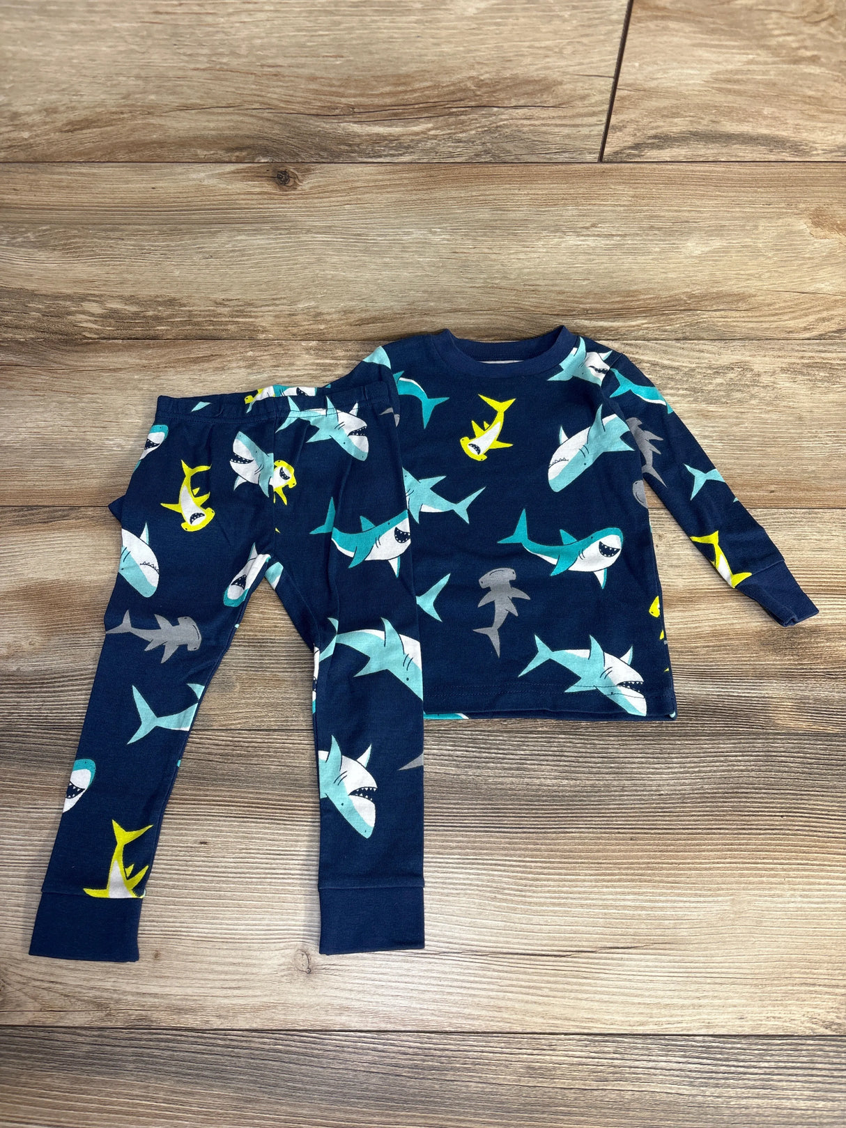 Just One You 2pc Shark Print Pajama Set Navy sz 18m