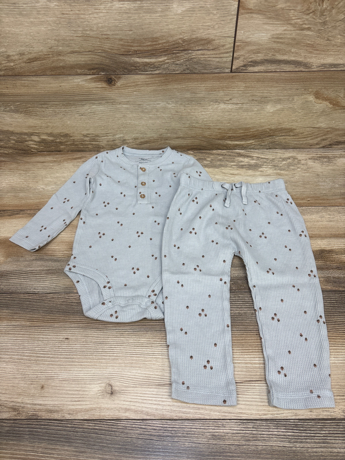 Carter's 2pc Waffle Knit Henley Bodysuit & Pants Set Blue sz 18m