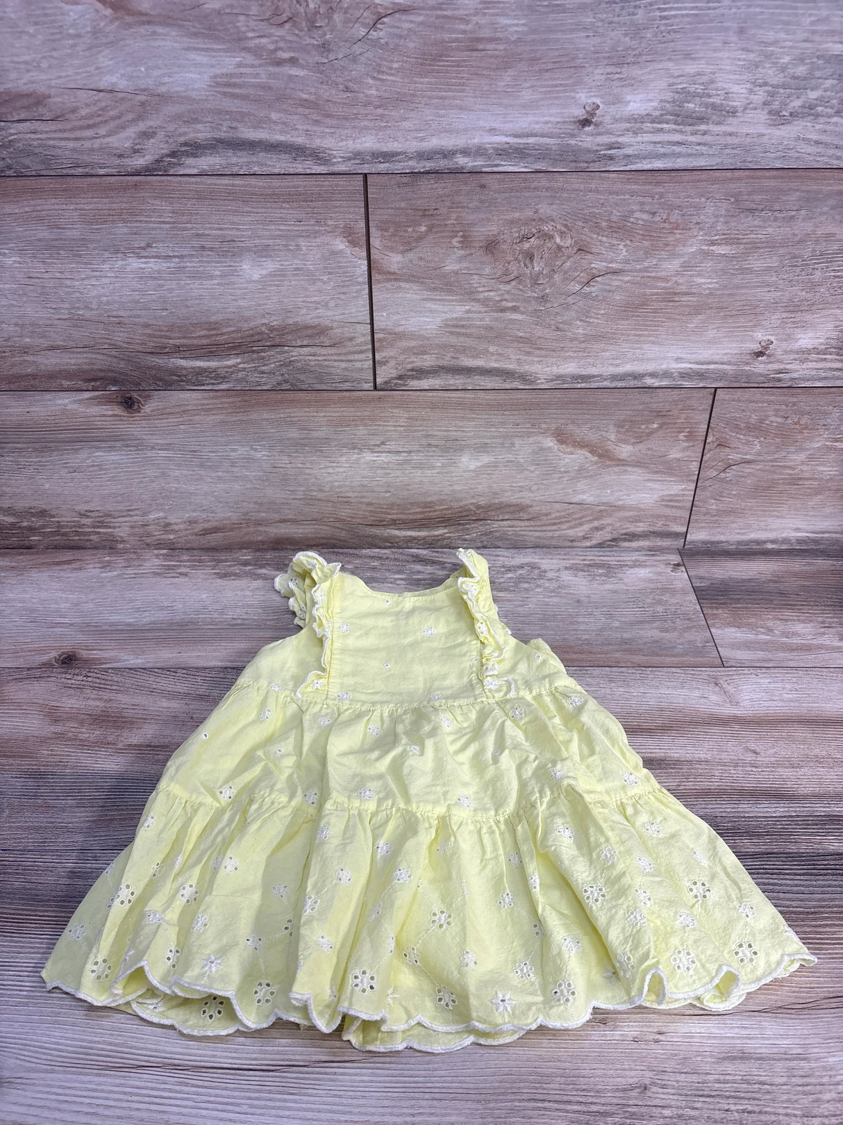 Cat & Jack Eyelet Tiered Dress Yellow sz 2T