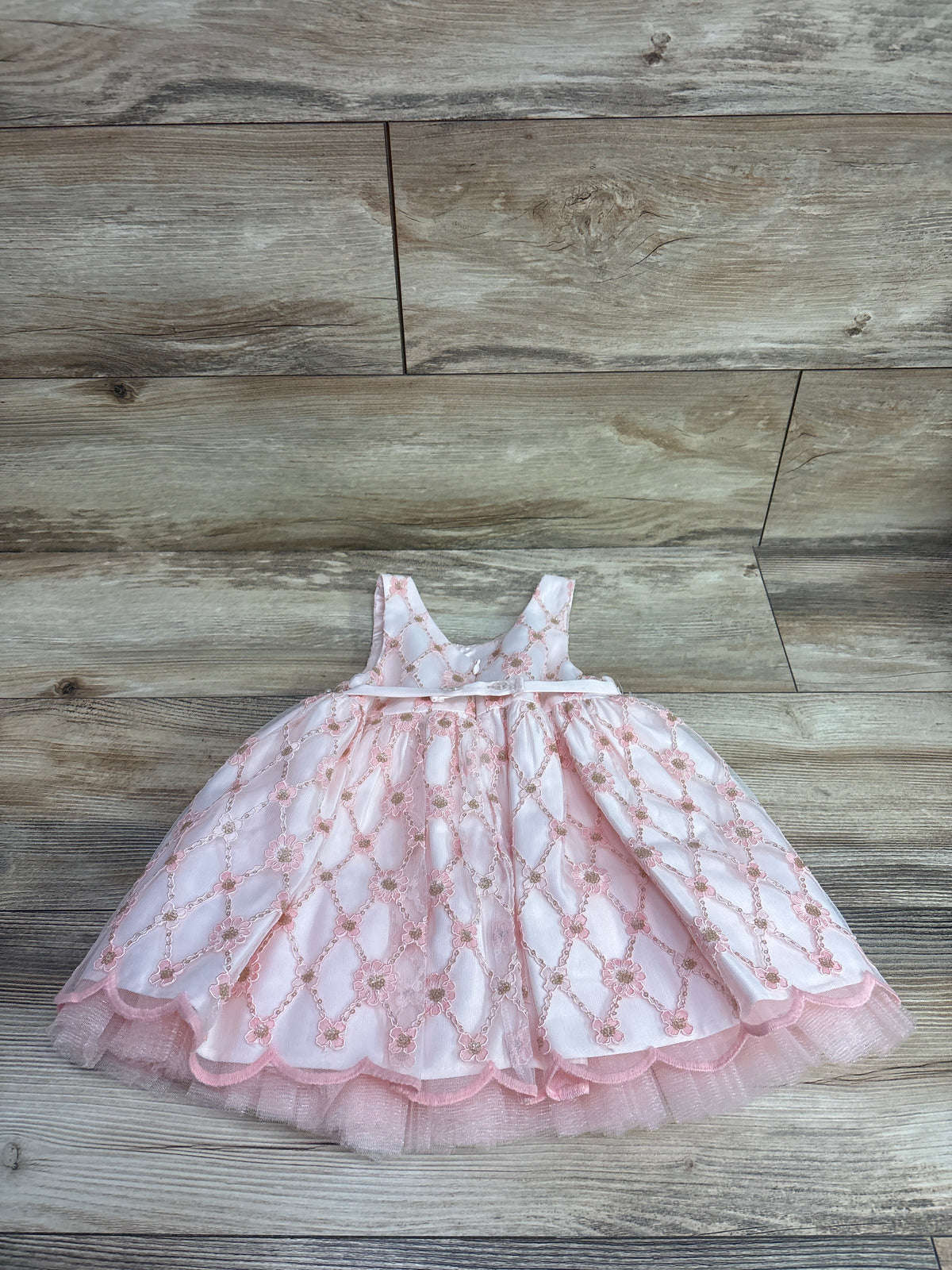 NWOT Couture Princess 2pc Floral Golden Accent Dress & Bloomers Pink sz 24m
