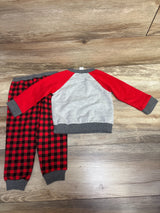 Baby Essentials 2pc Embroidered Pullover Sweatshirt & Pants Set Red sz 24m