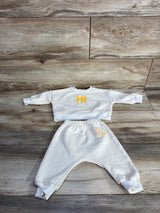 2pc Hi Smile Face Pull Over Sweater & Jogger Set Cream sz 9m
