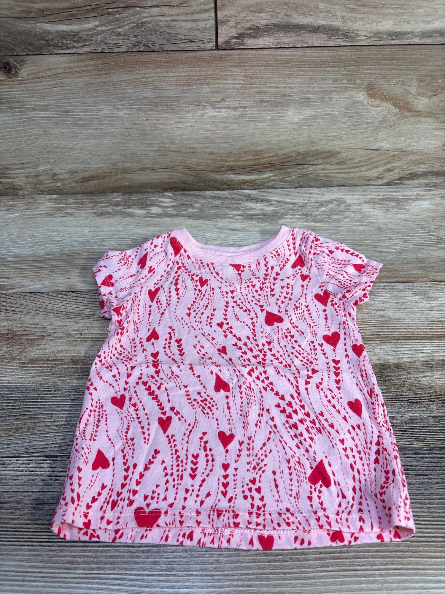 Wonder Nation Heart Pattern Shirt Pink sz 2T