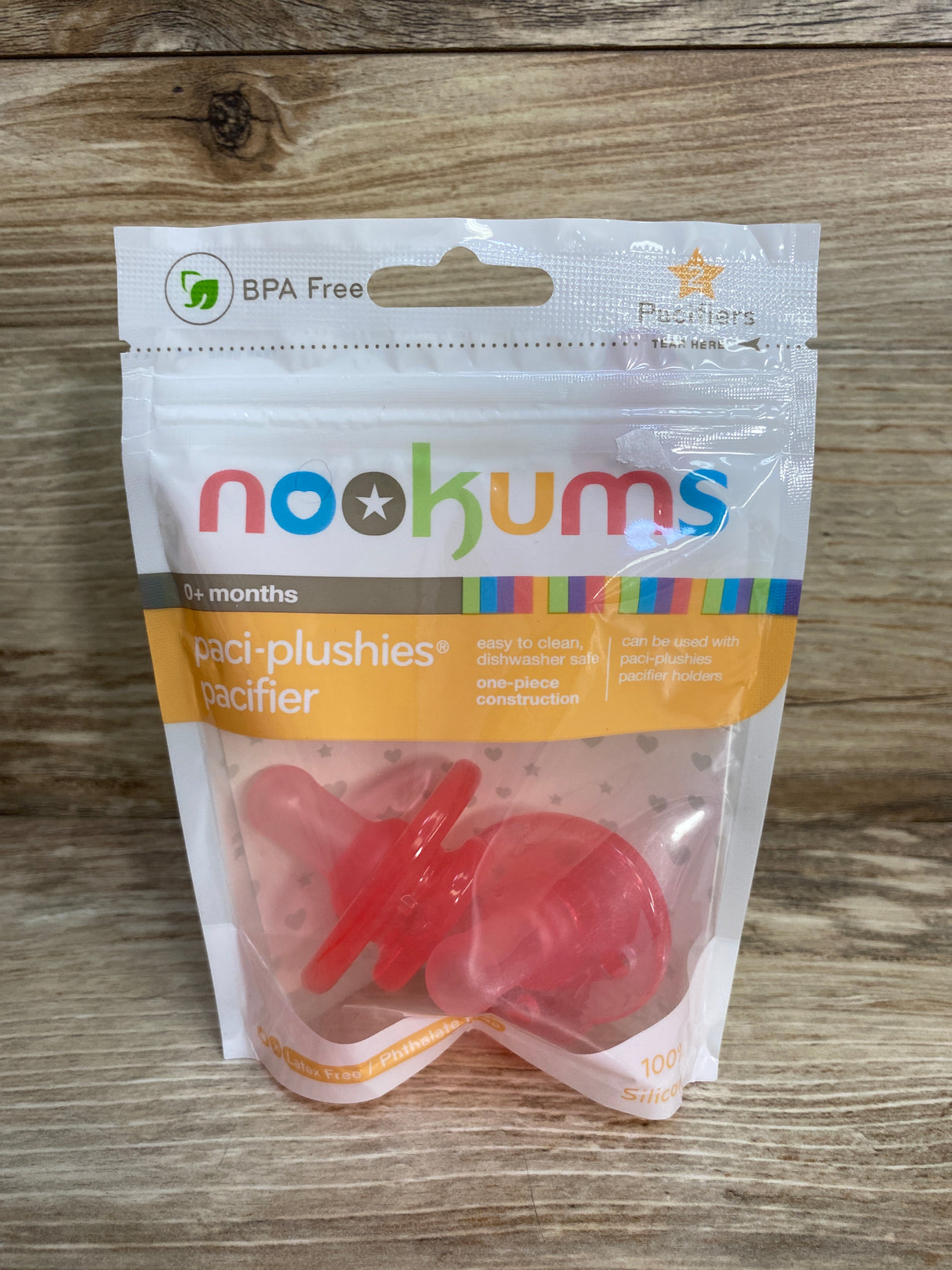 NEW Nookums Paci-Plushies Pacifiers Pink 2pk