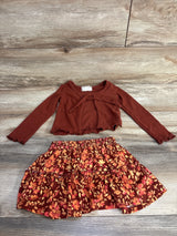 Btween 2pc Cardigan Tank & Floral Skort Rust sz 3T