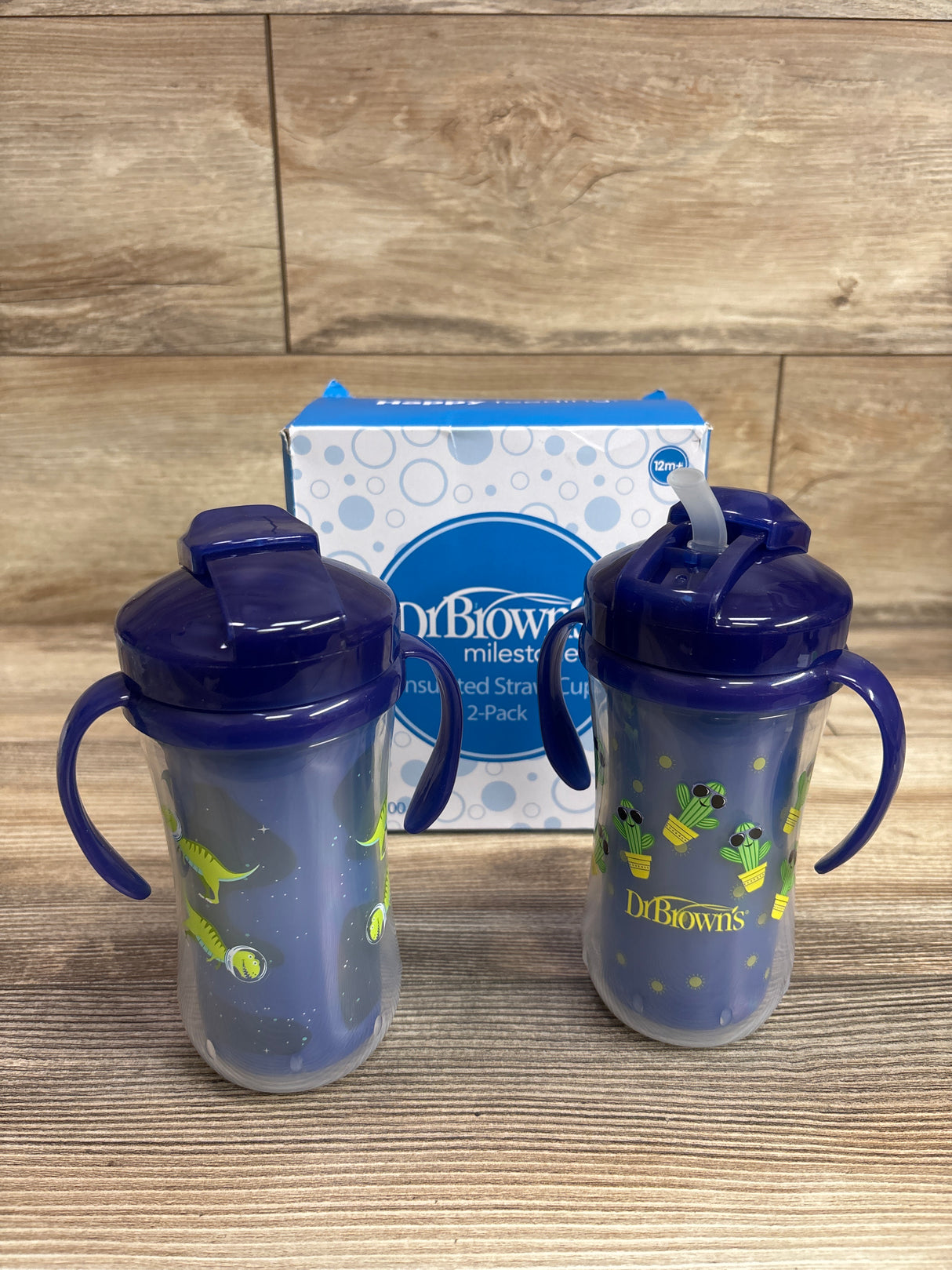 NEW Dr. Brown's 2Pk 10 fl oz Insulated Straw Cup, Blue
