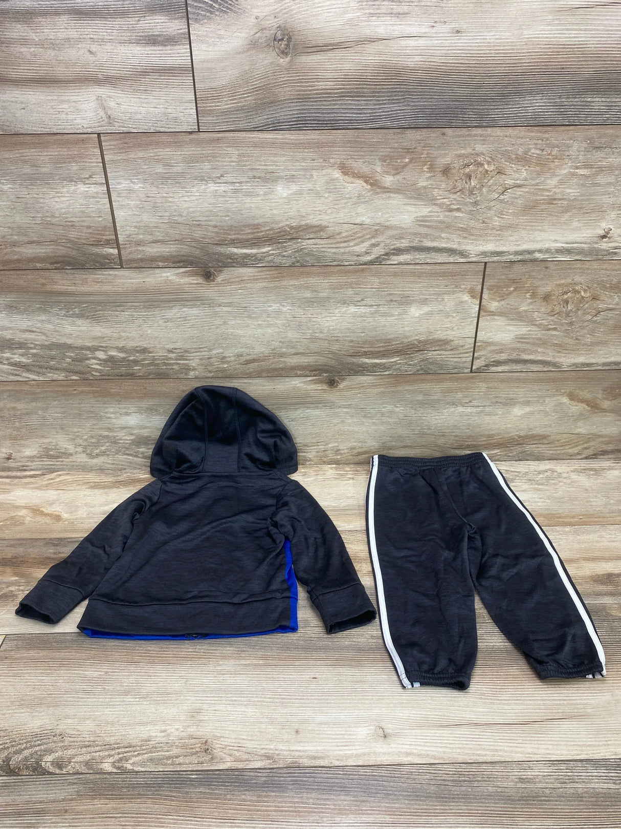 Adidas 2pc Full Zip Hoodie & Pants Grey/Blue sz 24m