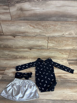 Pl Baby 3pc Ballerina Bodysuit & Metallic Skirt Set Black sz 24m