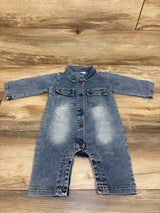 Button-Up Denim Coverall Blue sz 3-6m