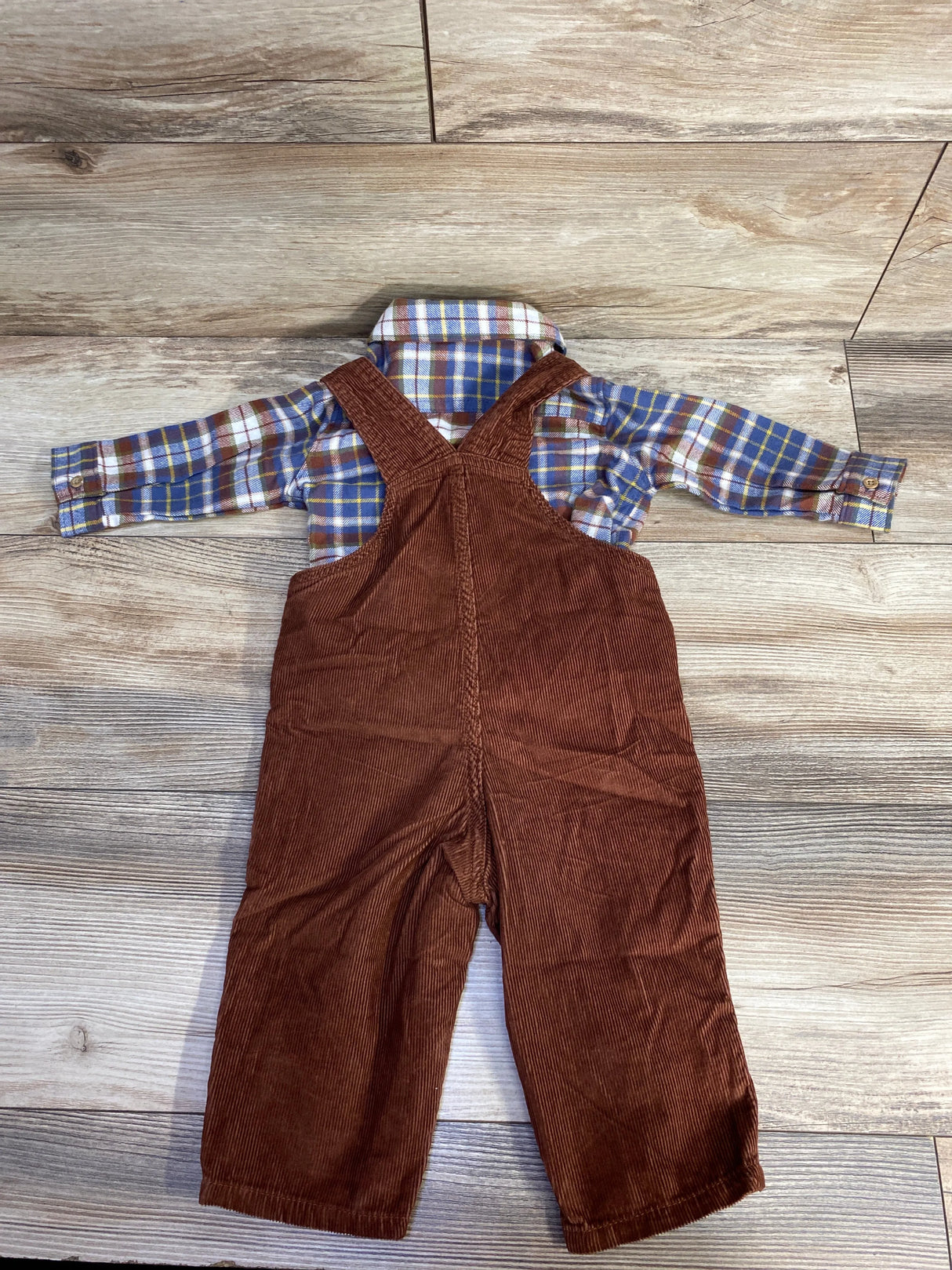 Carter's 2pc Overall & Button Up Shirt Set Plaid sz 9m