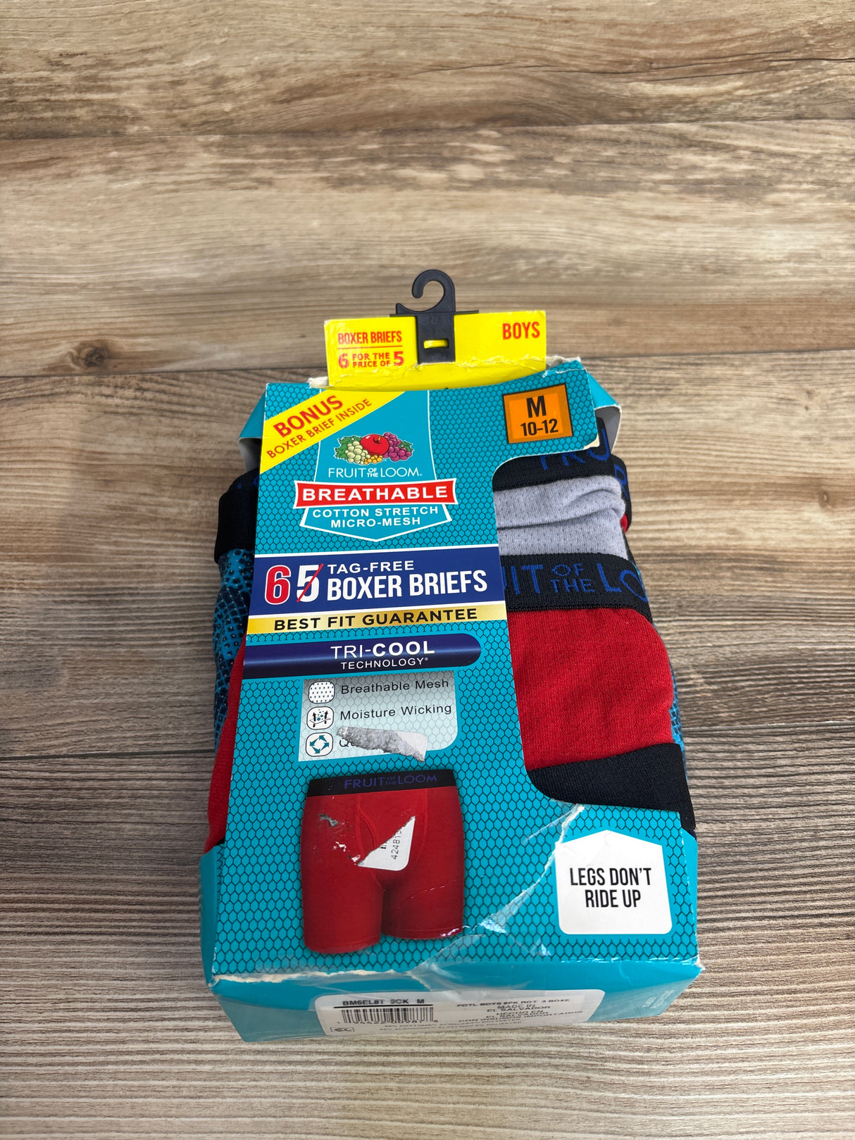 NEW Fruit of the Loom Boxer Briefs 6pk sz 10-12