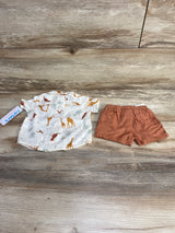 NEW Just One You 2pc Animal Print Button Up Shirt & Shorts White sz Newborn