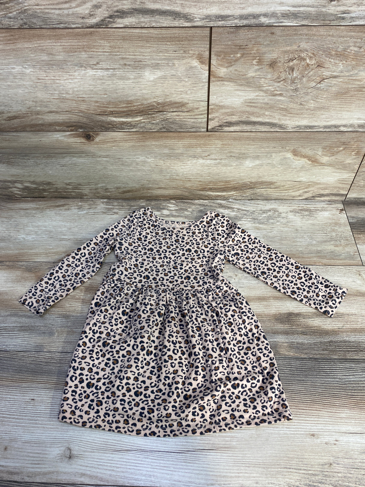 Cat & Jack Long Sleeve Leopard Print Dress Tan sz 2T