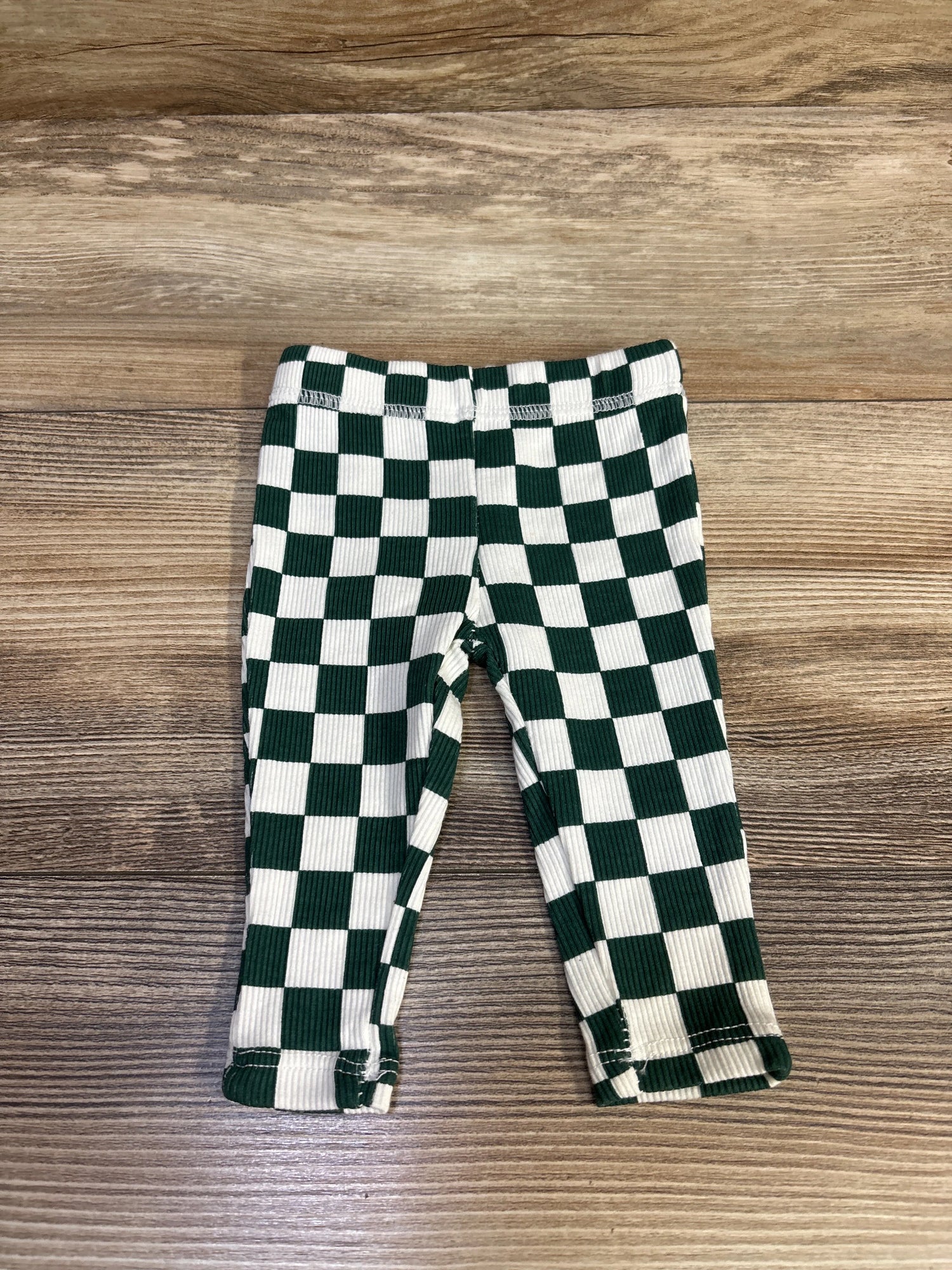 NEW Ford Checkered Ribbed Leggings Green sz Newborn