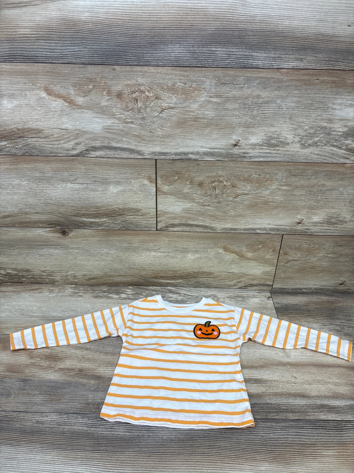 Old Navy Long Sleeve Striped Pumpkin Shirt White sz 2T