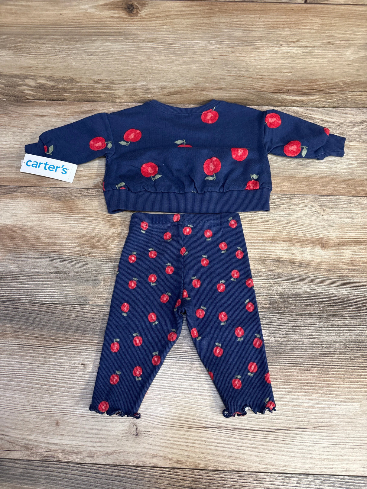 NEW Carter's 2pc Apple Print Sweatshirt & Leggings Navy sz 3m - Me n Mommy To Be