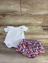 Sunwittafy 2pc My First 4th of July Bodysuit & Ruffle Bottoms Set White sz 6-12m