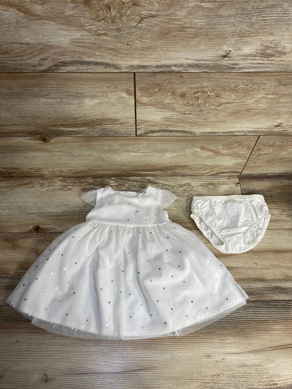 Carter's 2pc Polka Dot Tulle Dress & Bloomers Set White sz 9m