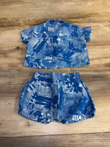Open Edit 2pc Button-Up Shirt & Shorts Blue sz 6m