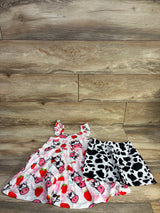 2pc Cow Print Dress & Shorts Set White sz 3-4T